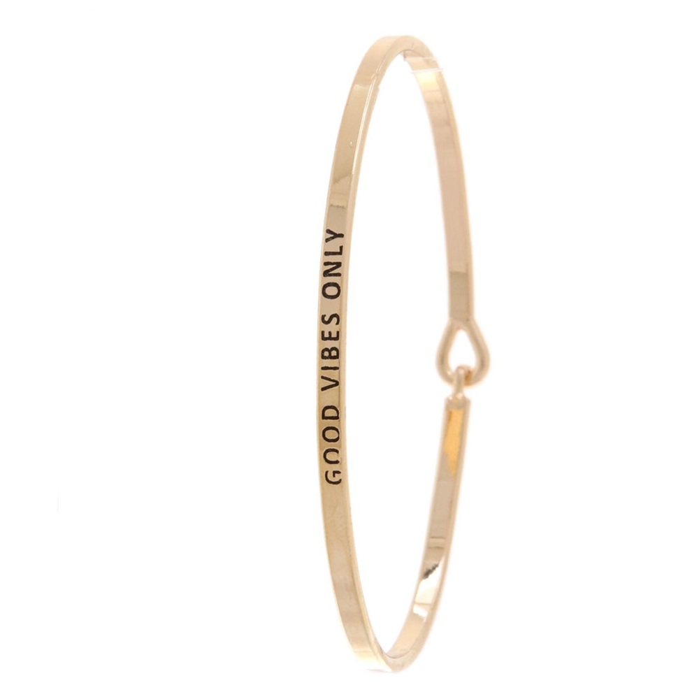 GOLD GOOD VIBES ONLY INSPIRATION BANGLE BRACELET nwt